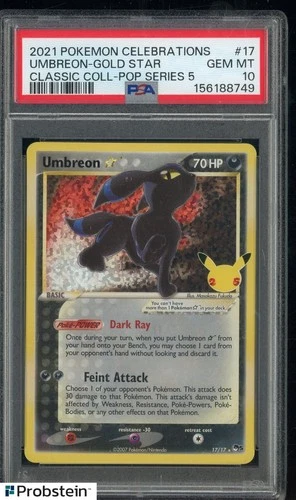 2021 Pokemon Celebrations Classic Coll. #17 Umbreon Gold Star PSA 10 GEM MT