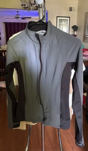 Athleta Women’s Size XS Reflective Running Jacket Gray black Thumb Holes NWOT - Picture 2 of 12