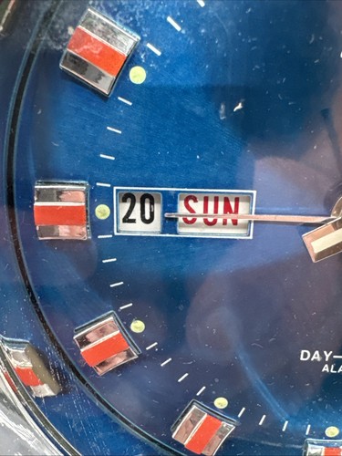 Vintage Bradley 51114 Chrome Alarm Clock MCM Space Age Day/Date Feature WORKING - Picture 11 of 19