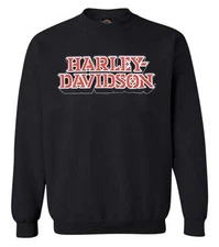 Harley-Davidson Men's Starflyer Crew-Neck Fleece Pullover Sweatshirt, Black