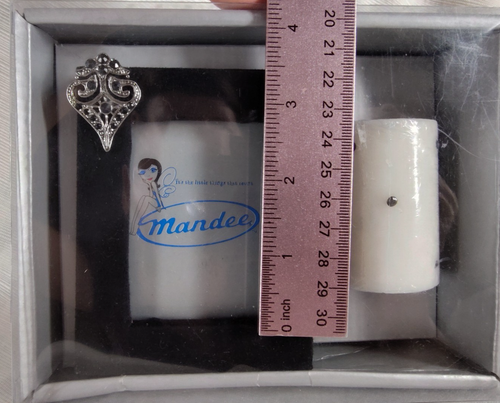 Vintage Mandee Geschenkset Schwarz Samt Bilderrahmen und Kerze ST33 - Bild 6 von 11