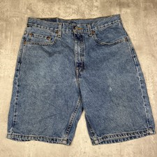 Vintage 90s Levi's 505 Denim Shorts Blue Regular Fit Mid Wash 34 USA Workwear