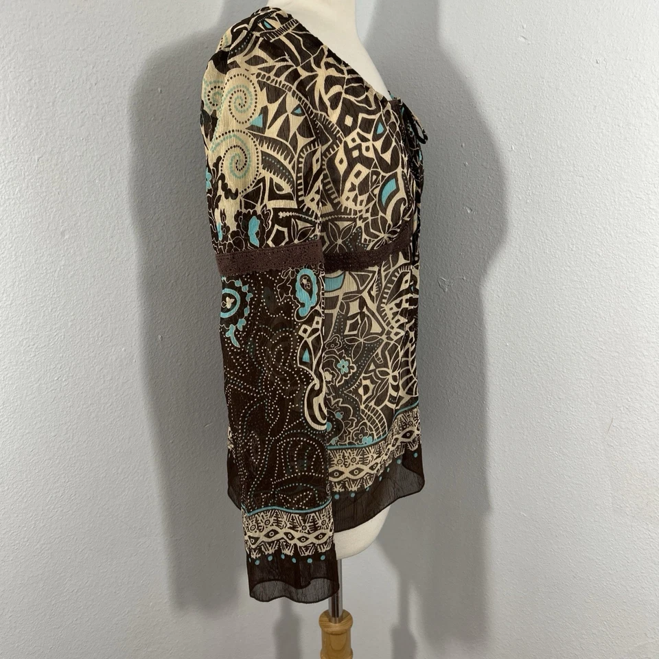 Top xhilaration Mujer Mediano Floral Cintura Imperio Boho Festival Y2K Foto 4 de 4