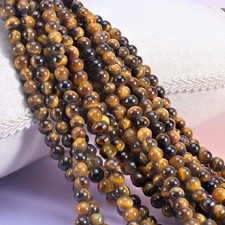 2-2.5mm Hole Tiger Eye Smooth Round Beads 6mm 8mm 10mm 8 Inch Strand