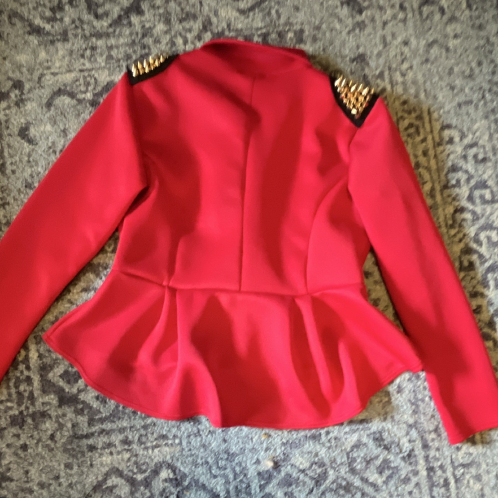 ash Red Studded Shoulder Collared Button Blazer J… - image 5