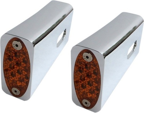 Pro-One Fender Strut LED Marker Lights Chrome Amber for Harley Softail 1984-2017