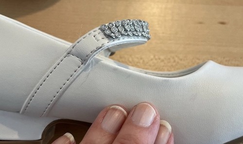 Scarpe Mary Jane Little Dominique’s bambina taglia 11 cinturino strass tacco elegante - Foto 10 di 10