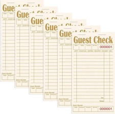 Guest Checks Books for Servers, Server Note Pads, 6 Pack, Natural Color Paper, W