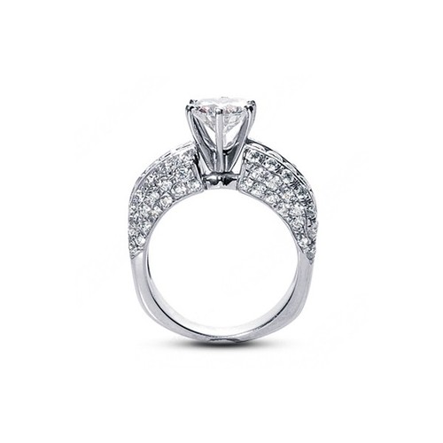 Anello di Fidanzamento 5 1/2 CT F SI2 Taglio Tondo Terra Estratto Diamanti Certificati Oro 14k - Foto 3 di 3
