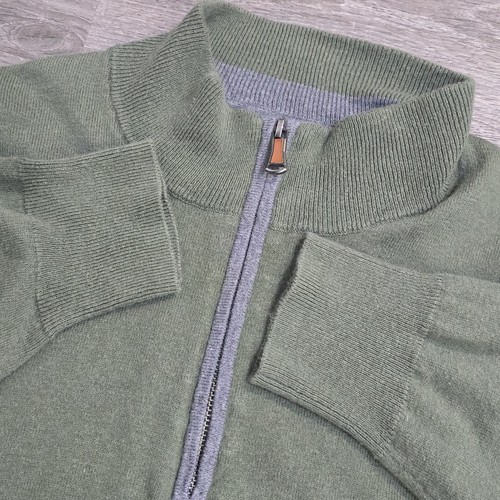 Orvis Herren XL 1/4 Zip Pullover Sweater Grün Baumwolle Seide Kaschmir Stehkragen - Bild 6 von 13