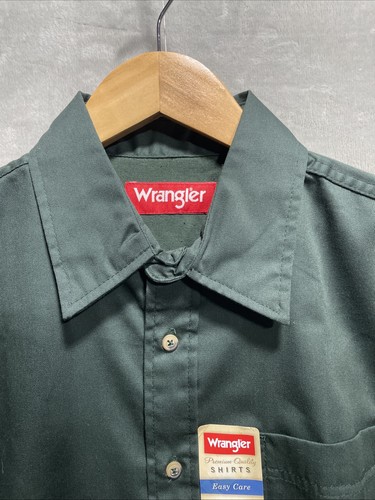 Wrangler Long Sleeve Shirt Mens M Green Button Down Cotton Blend Western Cowboy - Picture 2 of 8