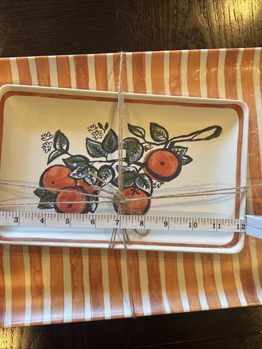 Target Threshold Orange Melamine Tray Platter Set Stripes & Fruit Tree Branch - Picture 13 of 14