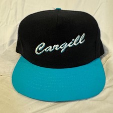 Vintage Cargill Hat Snapback Cap Swingster USA Black Teal Green Brim Trucker 90s