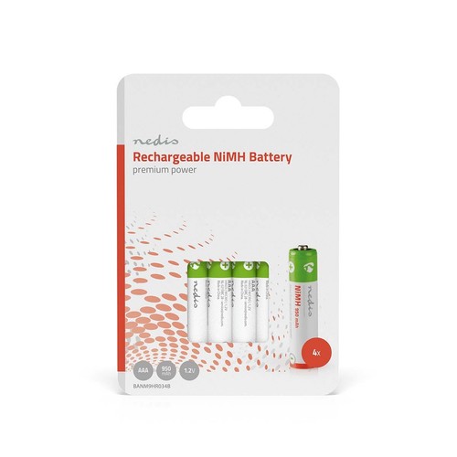 Nedis Pack de 4 Baterías Recargables NiMH-AAA 1.2V DC 950mAh Precargadas, - Imagen 2 de 2