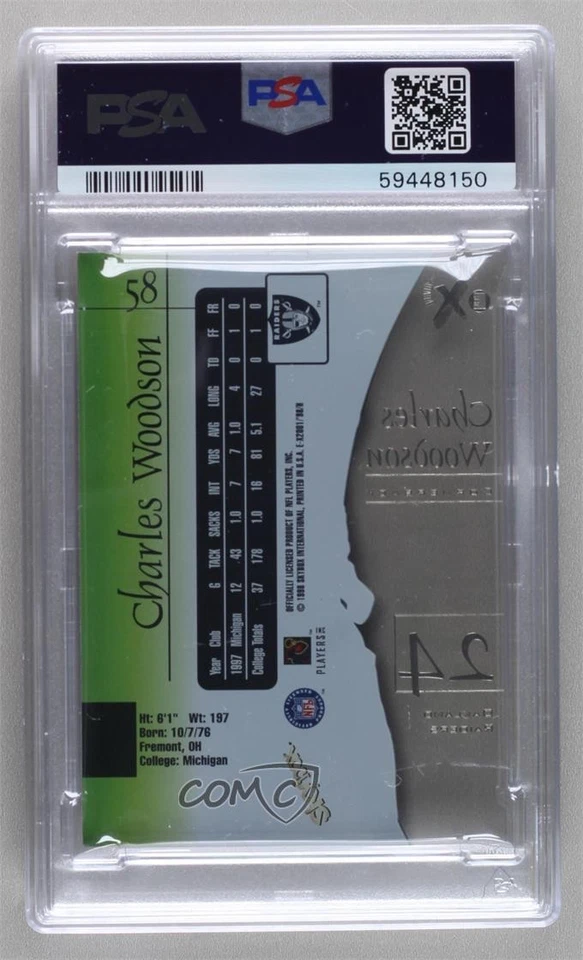 1998 Skybox EX 2001 Charles Woodson #58 PSA 8 Rookie RC HOF - Image 2 of 2