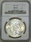 1923 Peace Silver Dollar NGC MS65 Frosty White PQ Beautiful coin #H350E