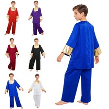 Kids Boys Sets Round Neck Dancewear Communion Costume Modern Outfit Metallic