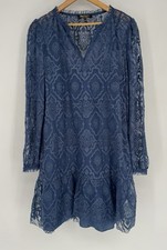 Juicy Couture Black Label Women’s Large Dress Deep Sea Blue Embroidered Mesh New