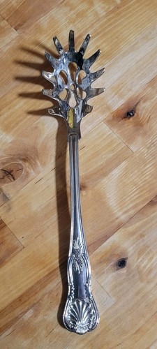 Vintage 11" Sheffield Silver Co Silber Teller "Kings" Muster Pasta Servierlöffel