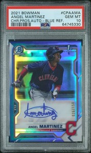 2021 Bowman Chrome Prospect Auto Angel Martinez #CPAAMA Auto Blue /150 PSA 10