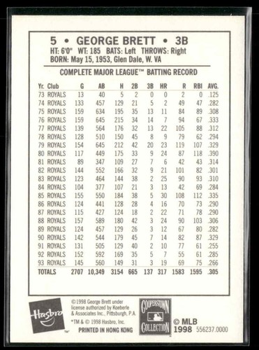 1999 Kenner Starting Lineup Cards Cooperstown Collection George Brett - Picture 2 of 2