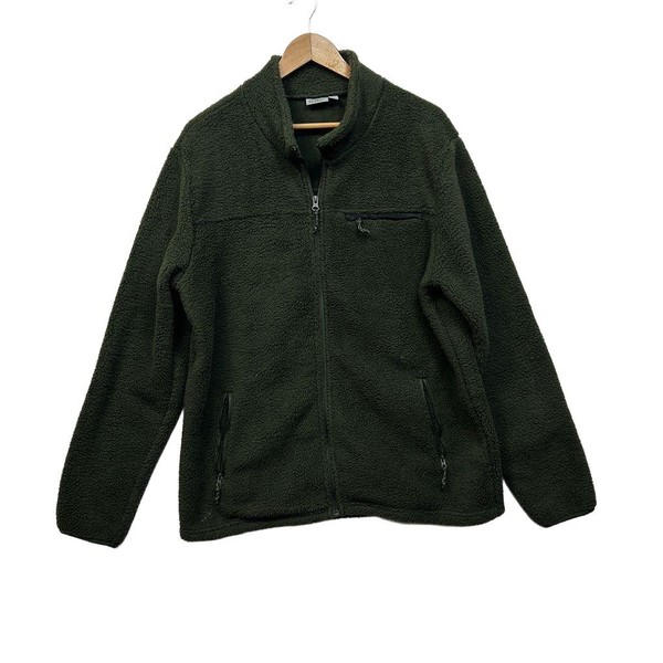 Crane Plus Size XL Womens Jacket Green Khaki Fleece Zip Up Collared Teddy Coat