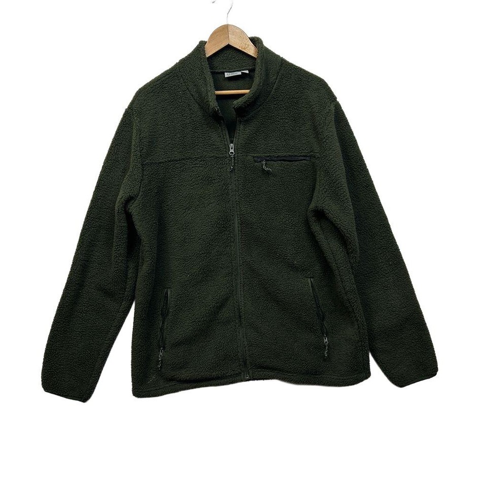 Crane Plus Size XL Womens Jacket Green Khaki Fleece Zip Up Collared Teddy Coat