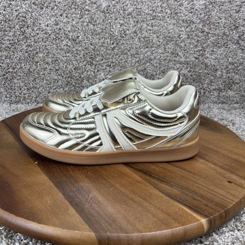 Steve Madden Women's Madrid Sneakers Size 8 Shiny Metallic Gold Shoes - Picture 5 of 12