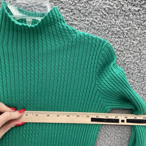 Sandro Paris Sweater Women Small Green Lightweight Bell Sleeve Slim 70s Pullover - Picture 8 of 10