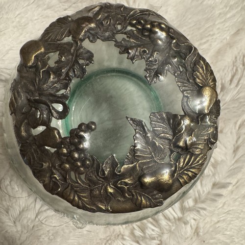 New Vintage Pewter 1995 Rawcliffe Potpourri Trinket Glass Tea Light Jar - Picture 1 of 3