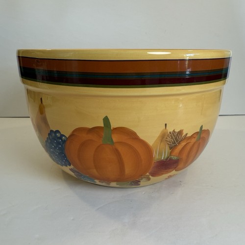 Harvest Autumn Fall Ceramic Nesting Bowls Beige Orange Brown Pumpkins - Set Of 3 - Picture 4 of 8