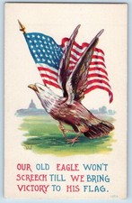 Wall Signed Postcard Old Eagle Won&#39;t Screech Till We Bring Victory To His Flag
