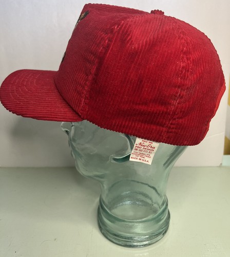 Vtg Snap-on Red Corduroy New Era 80’s 90’s Snapback Trucker Cap Hat Embroidered - Picture 3 of 7