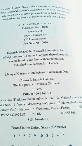 The Last Precinct by Patricia Cornwell A Kay Scarpetta Novel 2000 Hardcover Book - Imagen 4 de 12