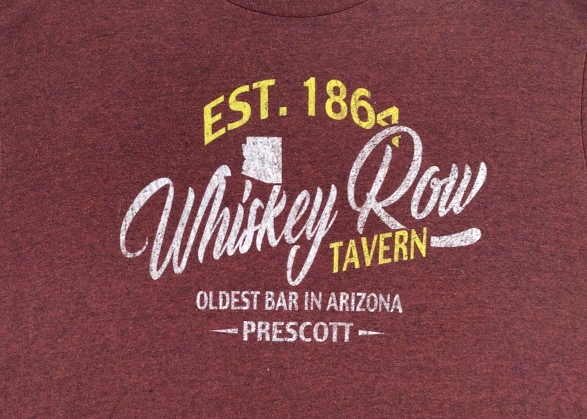 FILA Whiskey Row Tavern Prescott AZ Tshirt Uomo XL Rosso Marrone Maglia Manica Corta