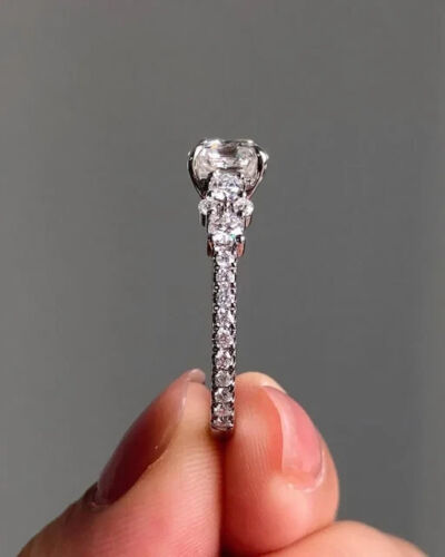 1.65 Ct Asscher Cut Lab-Created Diamond Engagement Ring In 14K White Gold Plated - Picture 4 of 4
