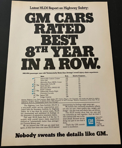 1985 GM General Motors "Rated Best" - Vintage Original Print Ad / Wall Art CLEAN