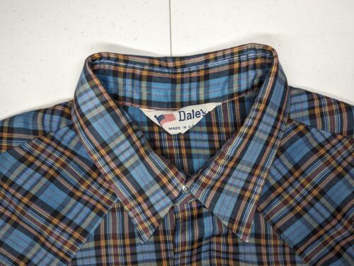 Vintage Dale’s Pearl Snap Western Button Up Shirt Mens 2XL Plaid Short Sleeve - Picture 3 of 15