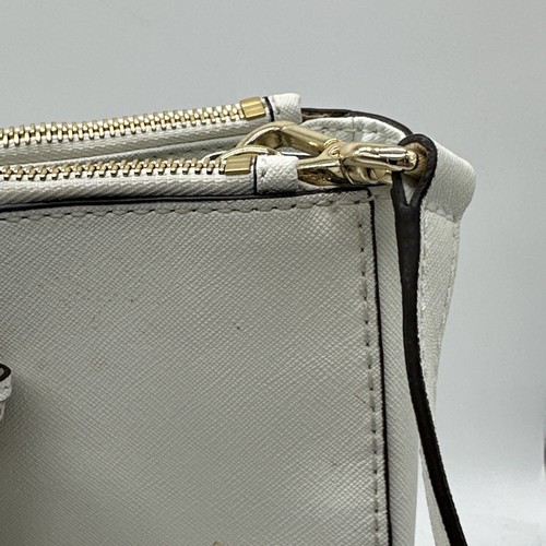 Borsa a tracolla Michael Kors Savannah Saffiano in pelle tote bianca logo - Foto 4 di 24