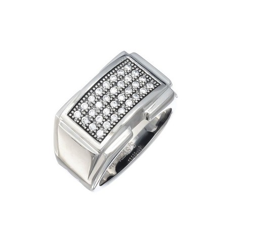 Stainless Steel 316 Pave Men's Square shape CZ SET Pinky Ring - Picture 5 of 7