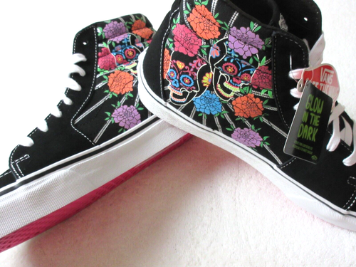 Vans Men's Sk8-Hi Dia De Los Muertos Day of the Dead Glow in the Dark Shoes NIB - Bild 4 von 5
