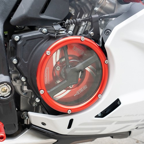 CNC Aluminum Transparent Engine Clutch Cover Protector for CFMOTO 675SS 675SR - Picture 10 of 15