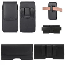 XL LEATHER RUGGED CELL PHONE HOLDER POUCH HOLSTER CLIP BELT LOOP CARRYING CASE