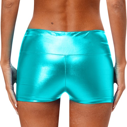 Damen glänzend metallic hohe Taille Tanzshorts glänzend Glitzer Hot Pant Unterteil - Bild 68 von 99