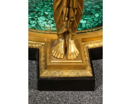 Impressive Empire Style Malachite and Ormolu Center Table After Desmalter - Picture 18 of 20