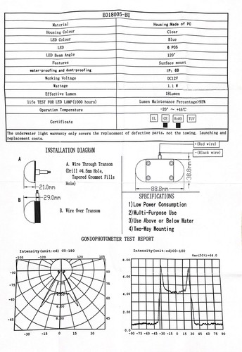 Pactrade Marine Boat Pontoon Underwater Blue Light Surface Mount 6 LED 12V - Picture 9 of 10