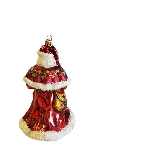 Elaborate Gumps Poinsettia Bell Santa Ornament Blown Glass 7" Red Gold FREE SHIP - Picture 4 of 7
