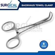 8 Pcs Backhaus Towel Clamp 5.25" Surgical Veterinary Instruments German Grade