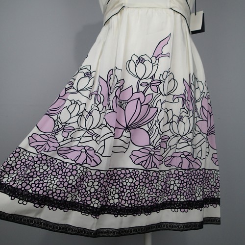 Anna Sui Dress 100% Silk Floral white Purple Sz 4 sleevelss v neck - Picture 2 of 12