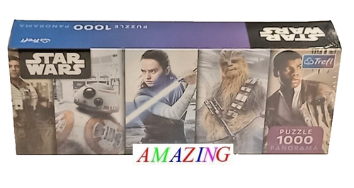 Disney Star Wars Character 1000 Piece Panorama Jigsaw Puzzle Finn / Rey / Wookie - Picture 3 of 3